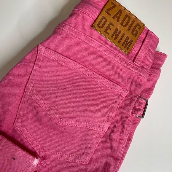 Zadig & Voltaire Londa Denim Jeans Pink 25 NWOT Missing one button - Picture 7 of 12